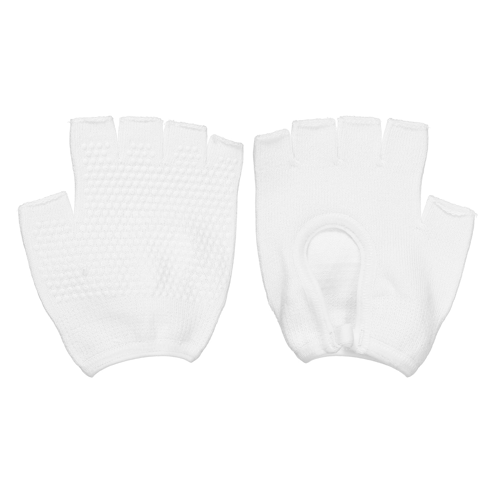 YELARXI Yoga Gloves, Non Slip Fingerless Pilates Gloves Breathable Exercise Workout Mittens - Fitting For(Men Women Gym/Weight Lifting/Cycling/Training), White