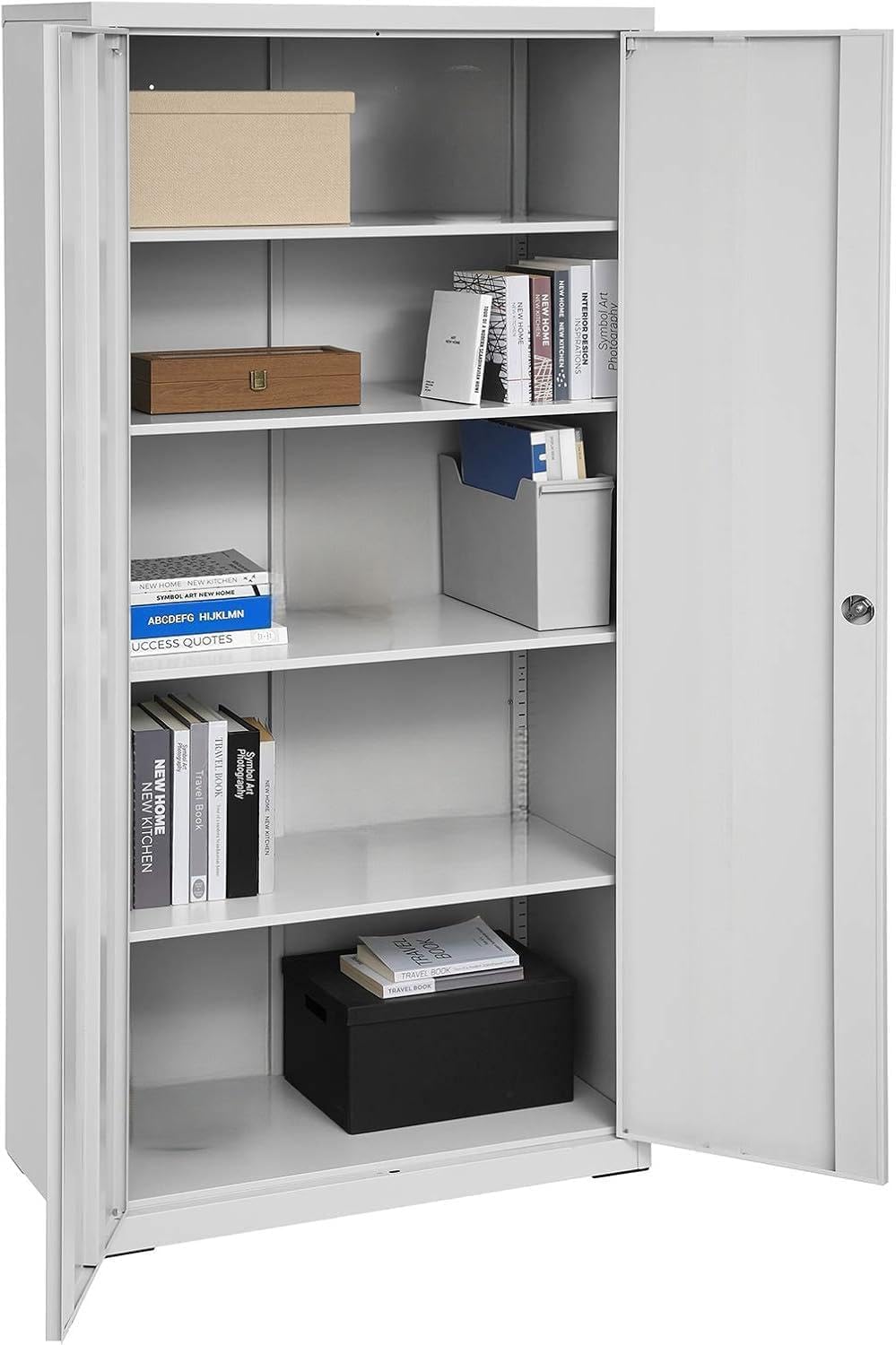 Aktenschrank, Mehrzweckschrank, Stahl-Aufbewahrungsschrank, Doppeltüren, Schloss, Werkzeugschrank, verstellbare Ablagen