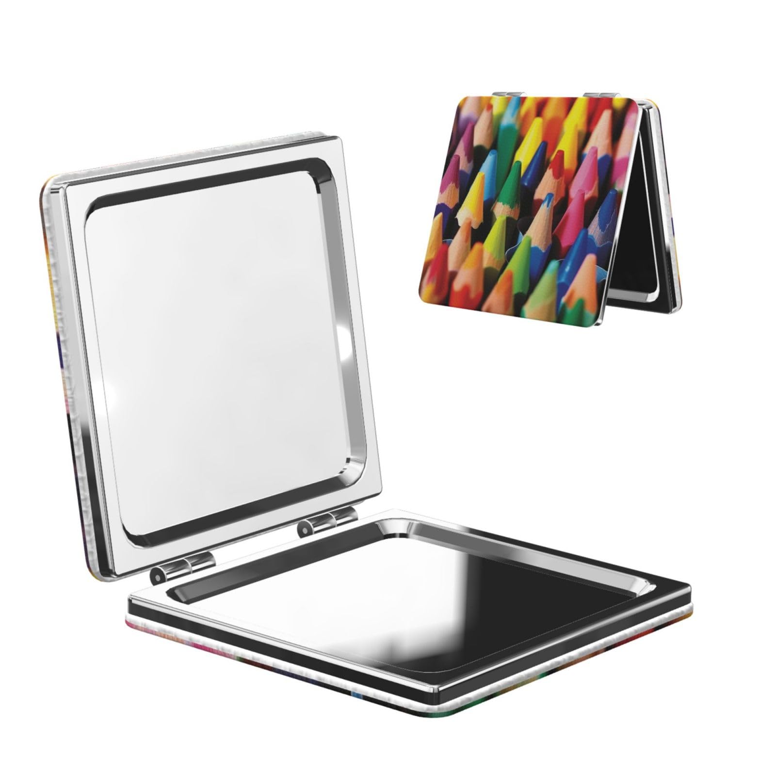 DWVTSLH Crayons Compact Mirror for Purse, Double-Sided 2X/1X Magnifying Mirror for Women Men, Travel Makeup Mirror for Handbag, Handheld Vanity Mirror for Gift