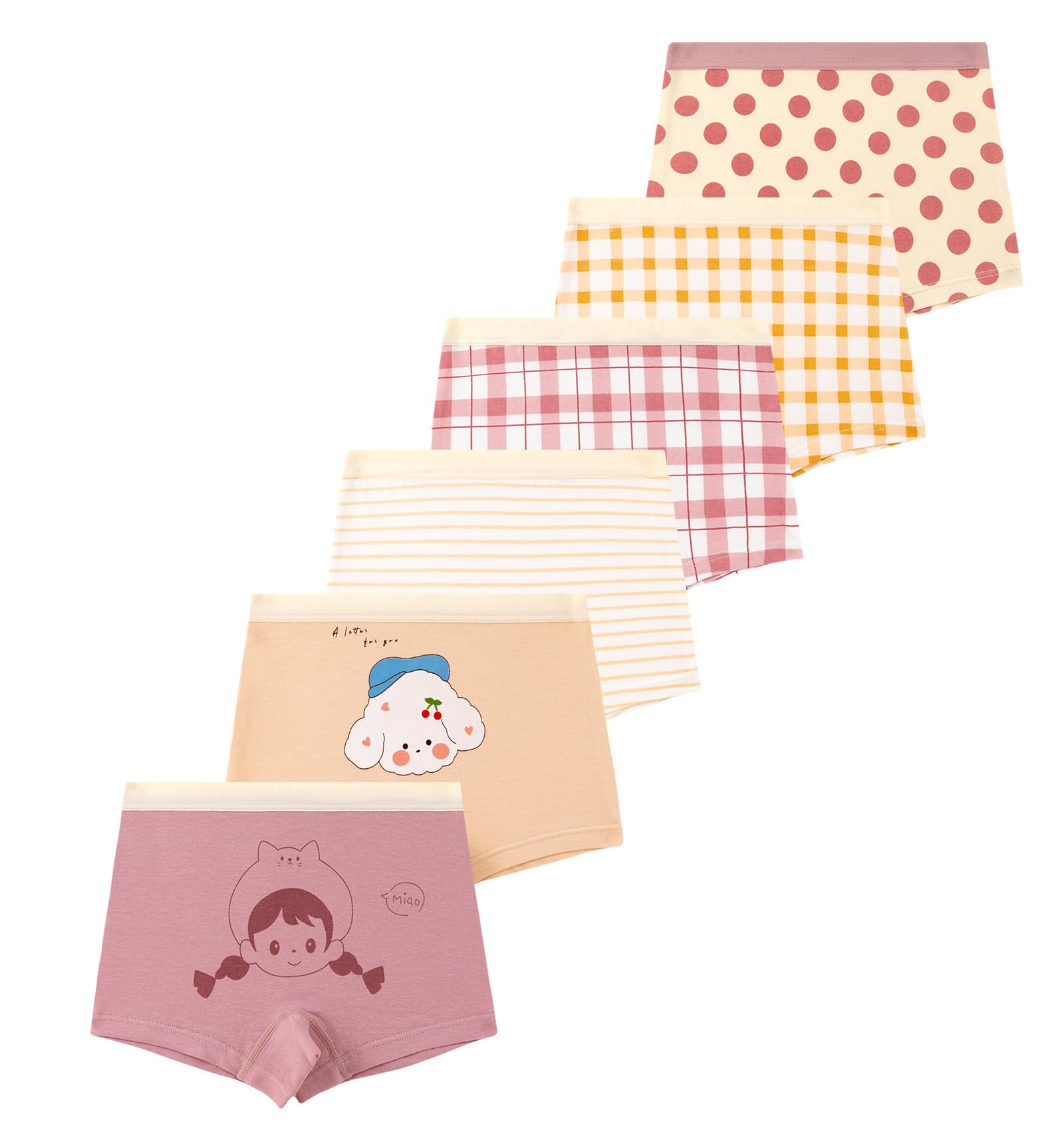 Culotte Filles Shorty Panty Enfants Coton Boxer Lot de 6 Fille Slip 2-11 Ans
