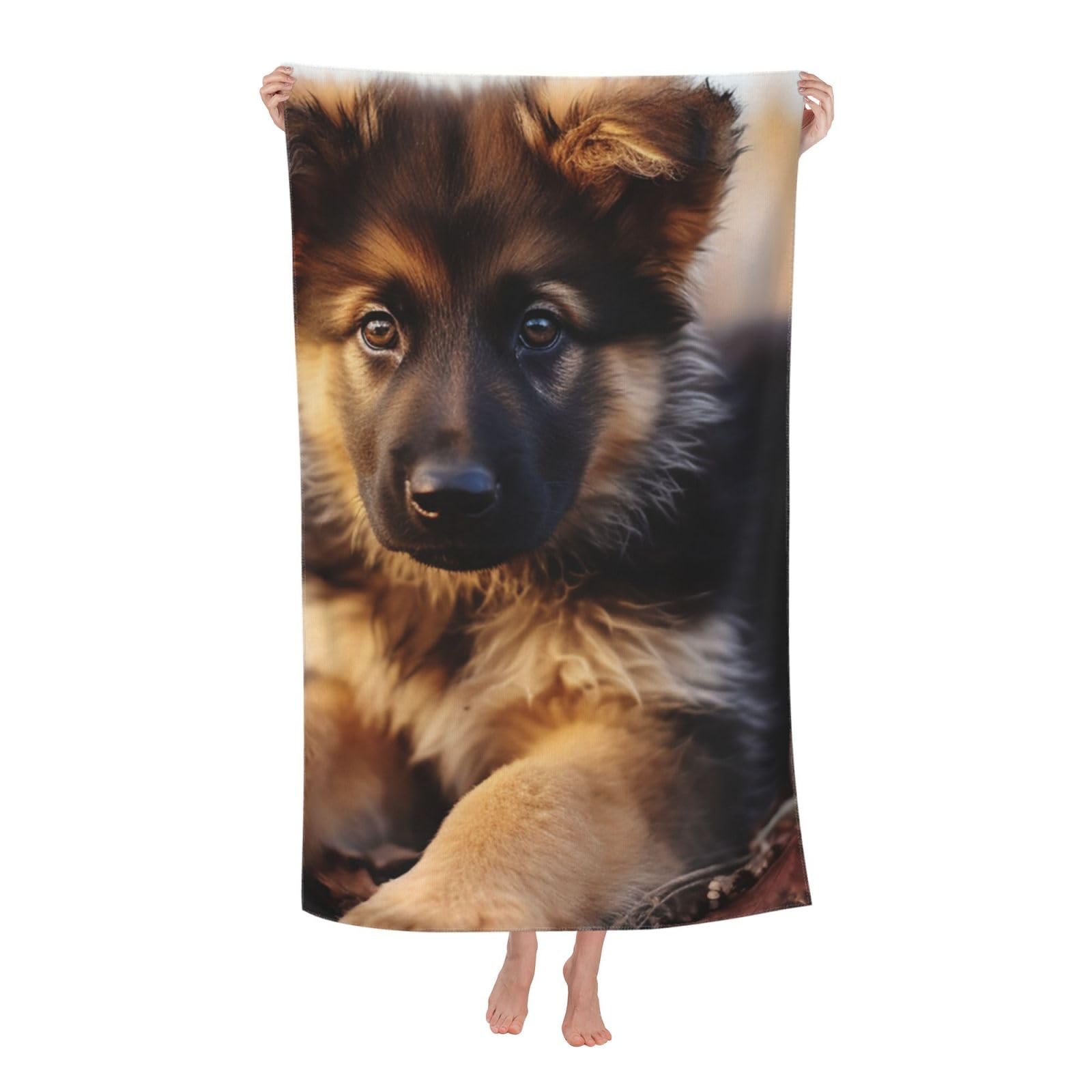 HLBSDM German Shepherd Puppy Beach Towel 52 x 32 in Vacation Essentials Quick Dry Sand Free Pool Swim Towel Super Absorbent Bath Towels Oversized Gym Towels Travel Blanket Gift