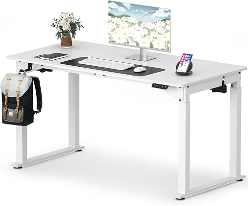 Furniwell Escritorio eléctrico de pie con motor doble, 4 patas, 55 x 28 pulgadas, altura ajustable, escritorio de pie, oficina en casa, estación de