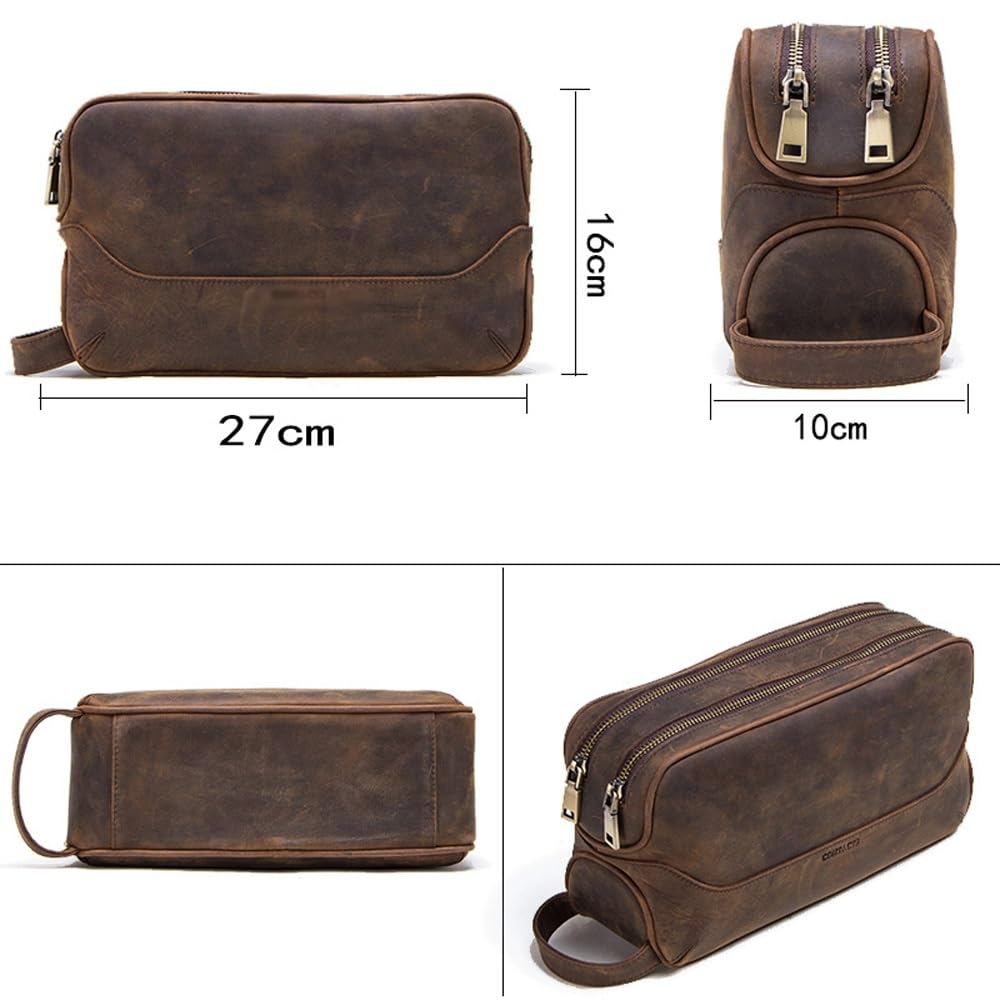 Kulturbeutel für Herren, Leder-Rasiertasche für Herren, Leder-Kulturbeutel, Leder-Kulturbeutel für Herren, Kulturbeutel, Reise-Kulturbeutel, Hygiene- und Pflegeset, Schwarz