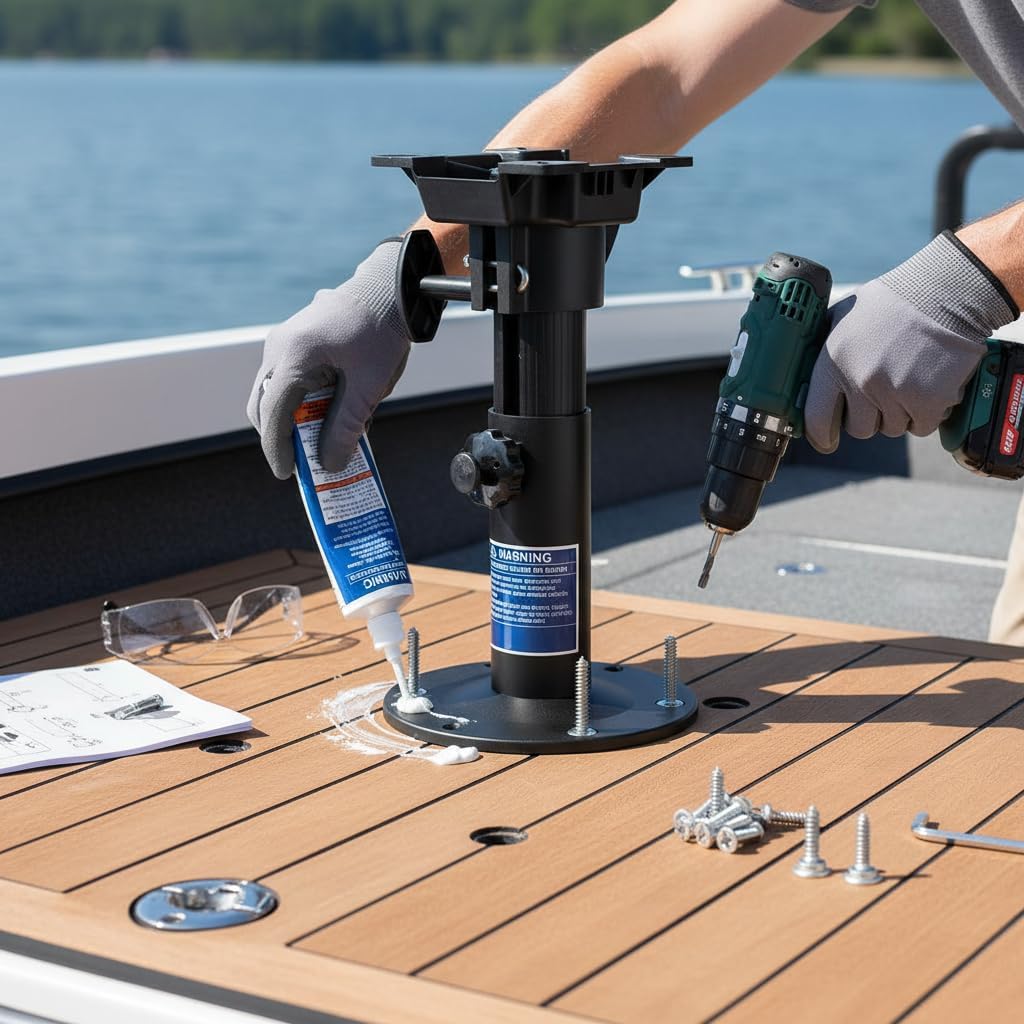 Boat Seat Pedestal 360° Rotation,Height Adjustable from 13" to 19" image 2