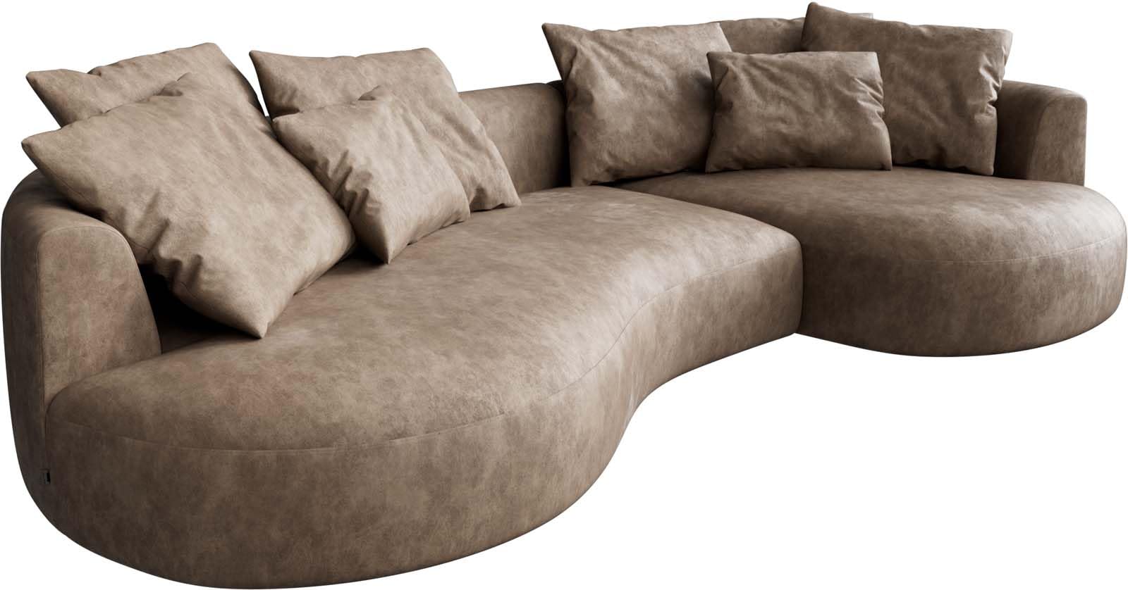 DELIFE Sofa Edina XXL-Sofa Taupe Vintage Mikrofaser, 328 x 166 cm
