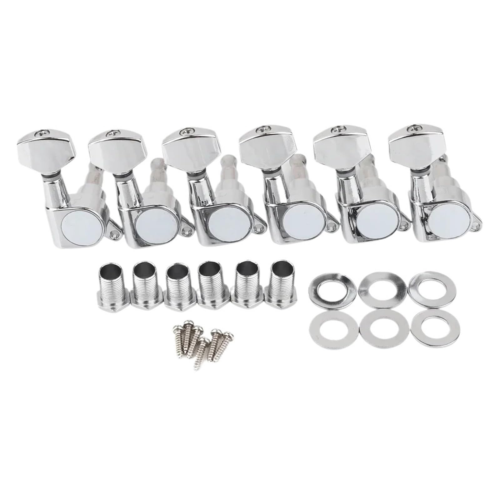 6 Teile/satz Elektrische Gitarre Mechaniken Stimmschlüssel Saiten Mechaniken Pegs Silber Farbe Chrom Kleine Taste(6L)