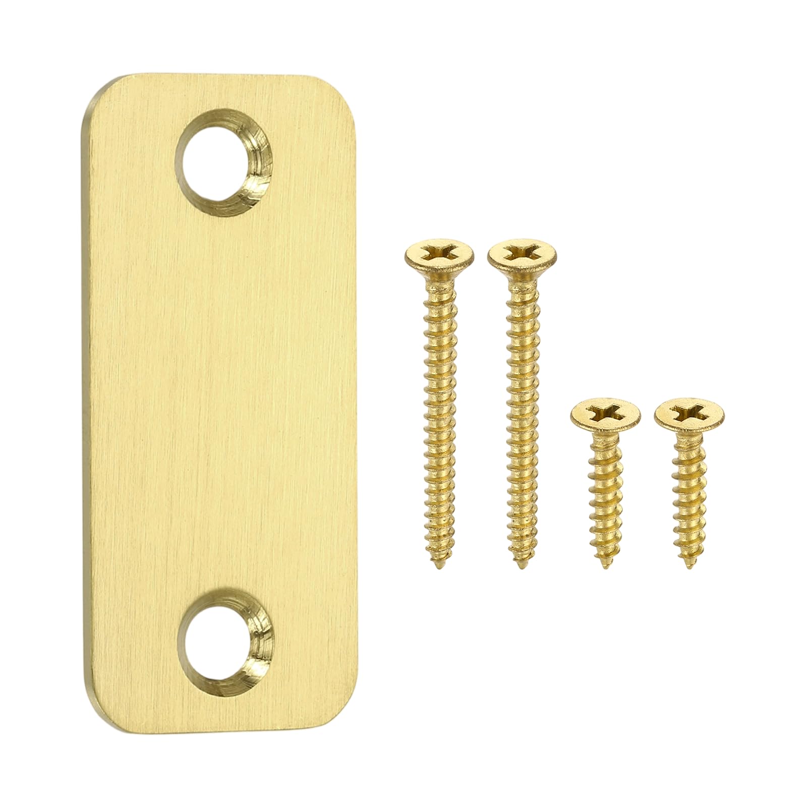sourcing map Door Edge Hole Filler Plate with Screws 2.22" x 1" Gold