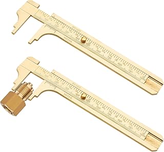 HENGBIRD 2 peças calibradores de latão pequenos, calibradores pequenos, medidores analógicos, medidores de latão práticos, para jóias, régua de dupla escala 100 mm