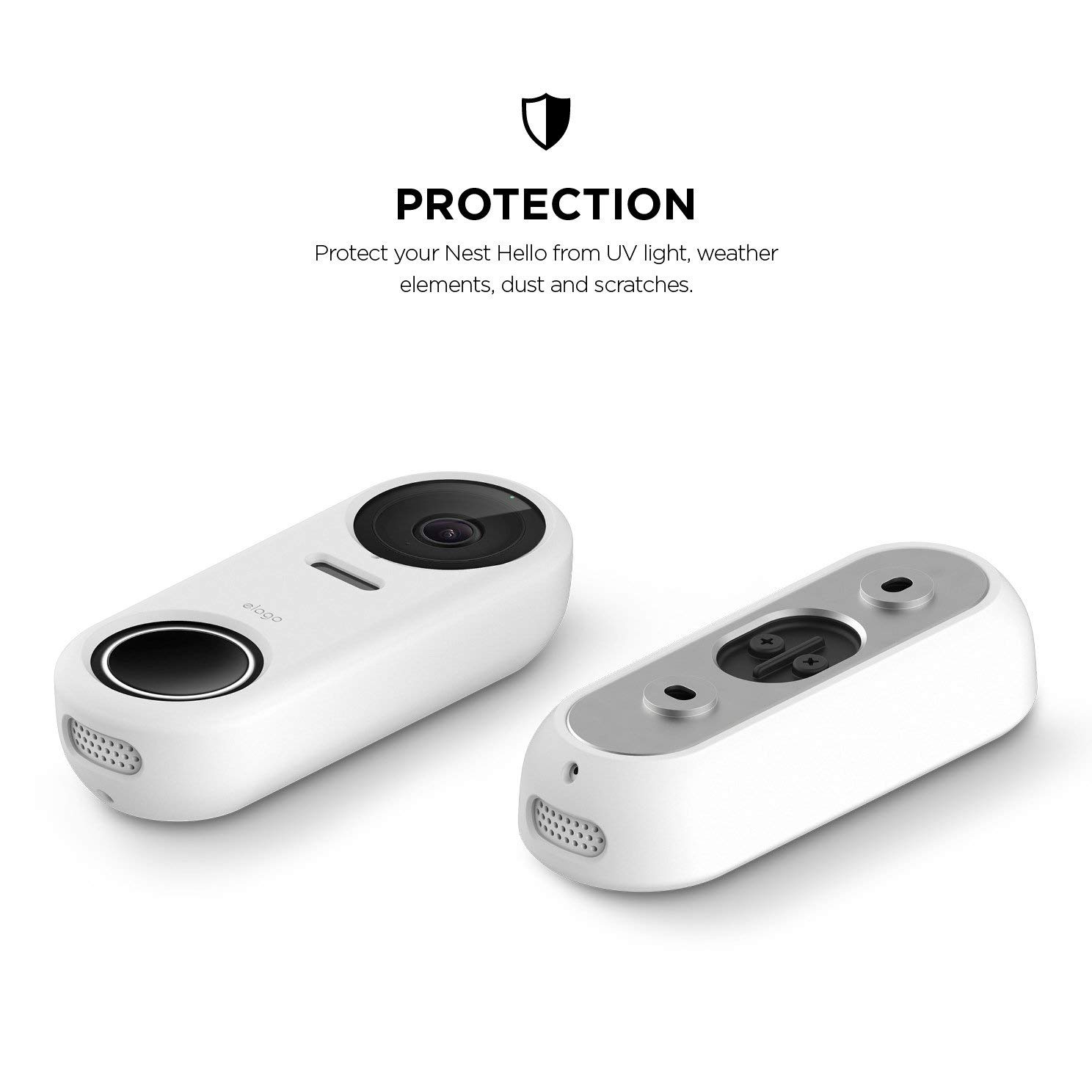 elago Silicone Case Designed for Google Nest Hello Doorbell Cover (Wired) [White] - Full Protection, Night Vision Compatible [US Patent Registered]