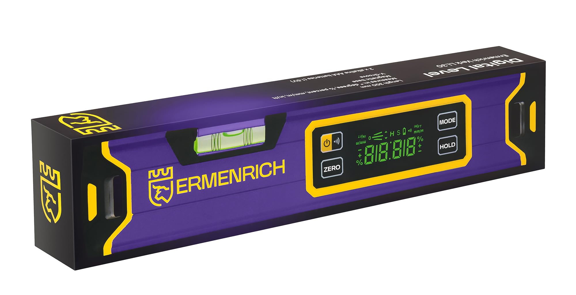 Verk LL30 Digitale Wasserwaage 300 mm Einheitenwechsel LCD-Display Automatische Abschaltung Akustischer Alarm Hold-Taste IP54 ABS-Gehäuse Batterie Inklusive für Bauwesen und Heimwerken