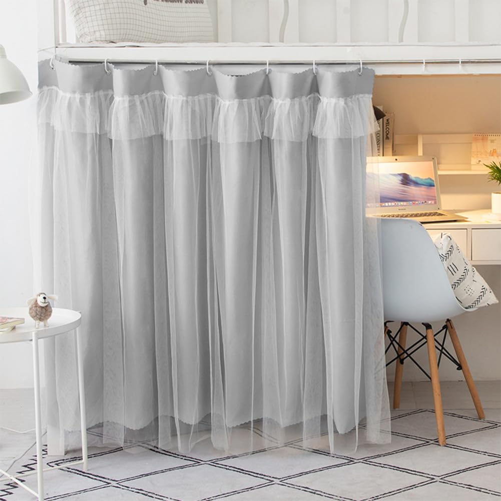 Student Dormitory Bunk Blackout Bed Curtain Privacy Dustproof Mosquito Beds Curtains Mosquito Protection Canopy Net Moveable Curtain Shading Nets for Single Bed Bottom and Top 1.5 x 2m (Grey)