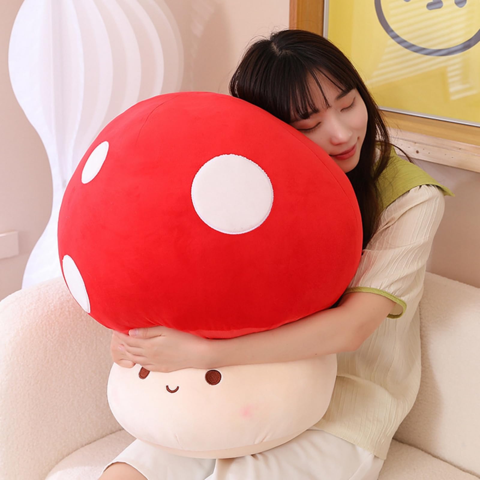 Pilz Plüschtier Puppe，Plüschpflanze，dekorative Wurfkissen，für Schlafzimmer, Sofa, Wohnzimmer, Kinderzimmer, Restaurant, (60cm,Shiitake-Pilze)