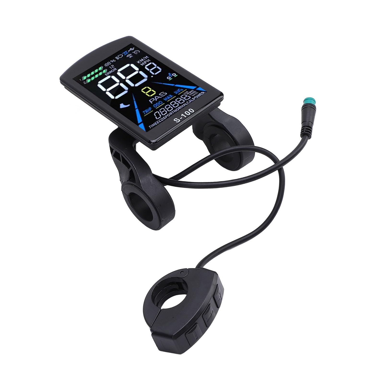 Generic Display LCD Universale per Bici Elettrica Pannello di Controllo LCD per Bici Elettrica ABS da 24 V a 72 V Schermo Impermeabile a 5 Pin per Manubrio da 22,2 Mm Mountain Bike Pendolari Ciclismo