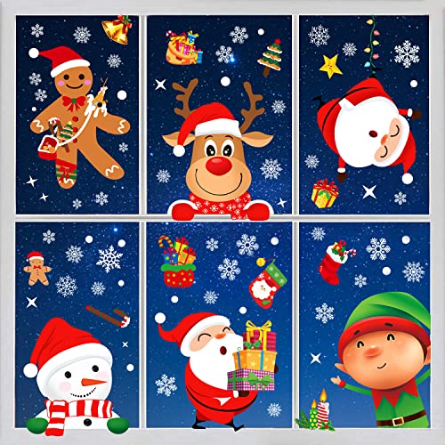 Adhesivos Nadeer 8 hojas Vinilos navideños para ventanas Santa Snowman Adhesivos para ventana Pegatinas de PVC para Navidad Inicio...
