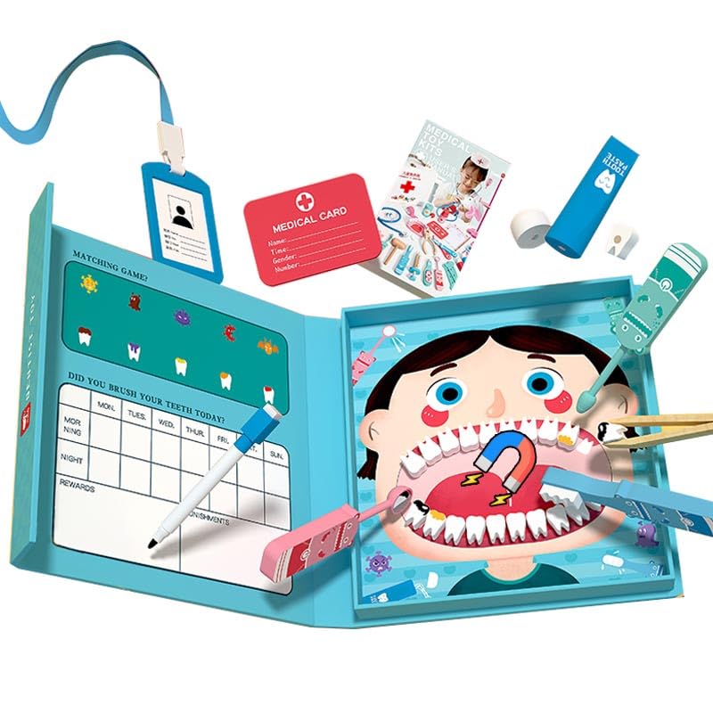 KUKUTrue® Montessori Toy 3 4 5 Years, Montessori Toys for 3 Year Olds, Kids Doctors Set, Dentist Toys for Kids Busy Book