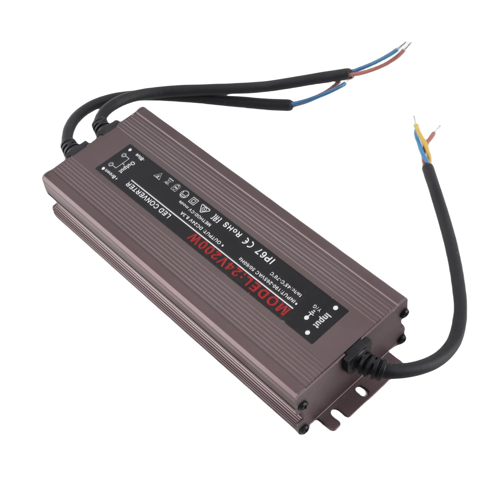 Tnfeeon Driver LED 24 V 120 W, Alimentatore Resistente all'Acqua per Strisce LED, Uso Esterno con Connettore per Insegna Lightbox (200W)
