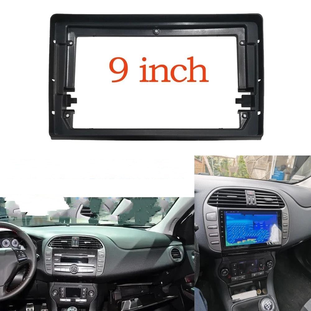 Pannello controllo Kit Montaggio Pannello Adattatore Radio 9 Pollici Cruscotto 2 DIN Per Fiat Per Bravo 198 2006-2016(Cavo telaio Canbus)