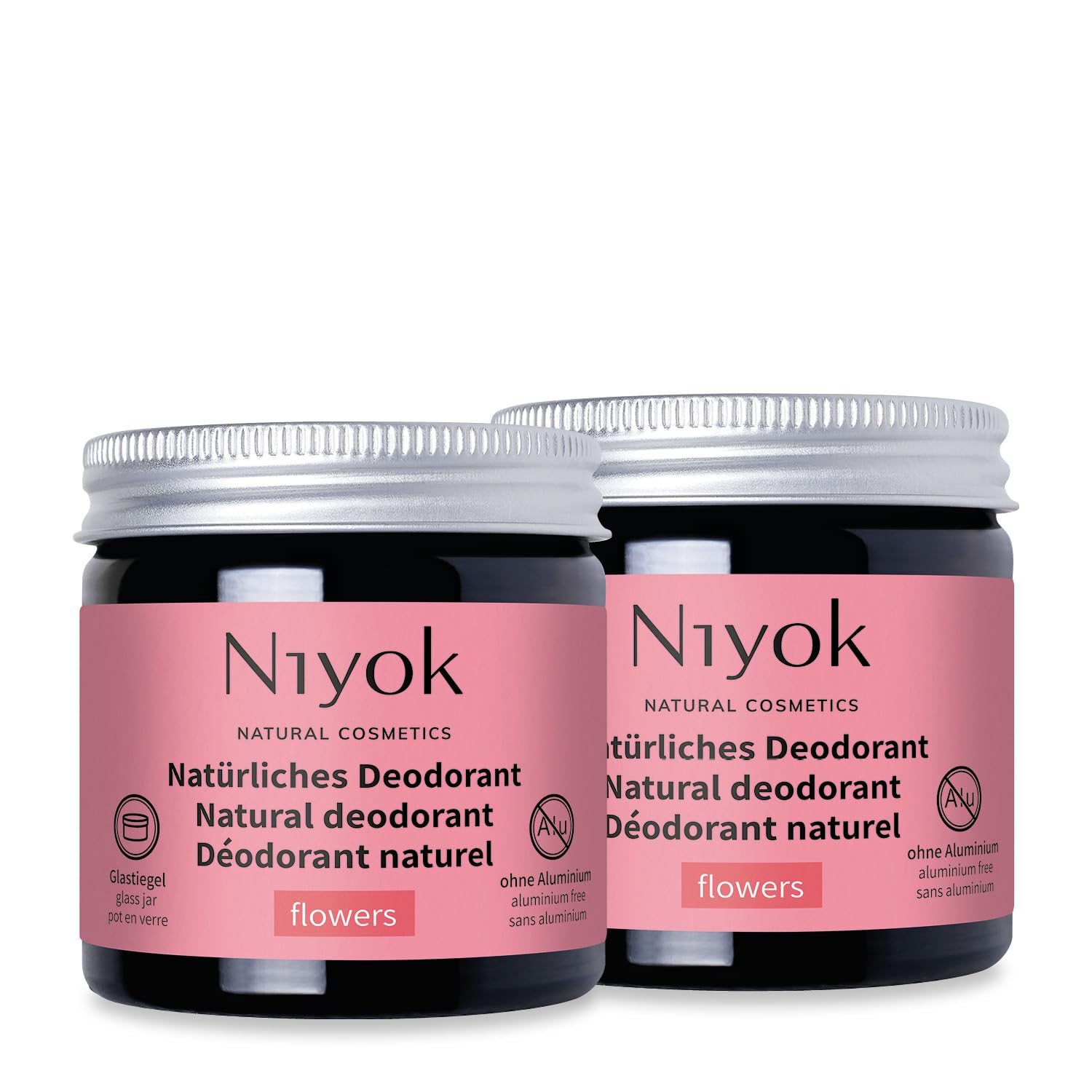 Niyok® 2-in-1 anti-transpirante Deocreme "Flowers" (2x40ml) • Natürliches Deo ohne Aluminium • 24h Schutz vor Geruch & Schweiß • Deodorant Creme für Damen & Herren • Feste Deo Creme vegan