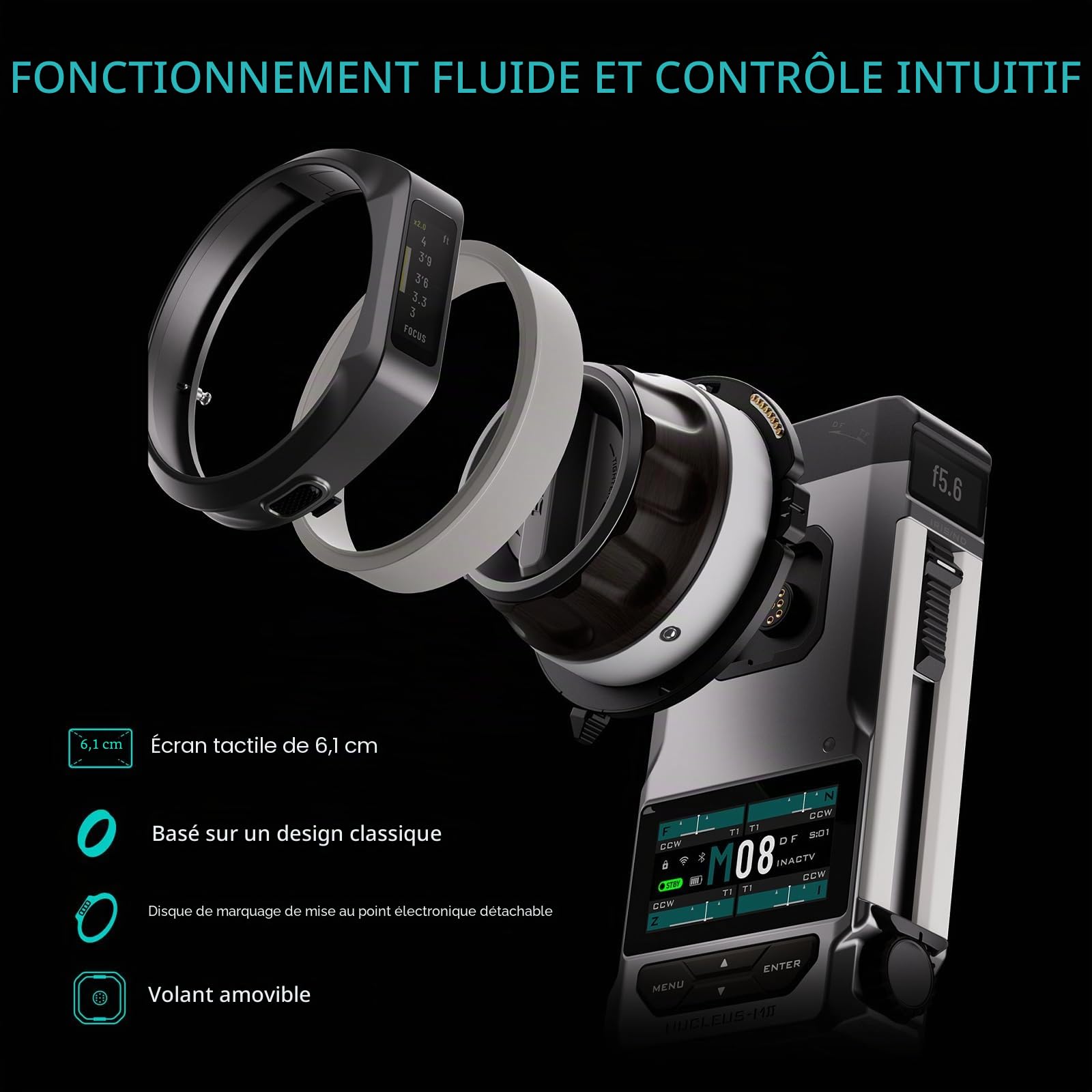 Tilta Nucleus-M II Follow Focus Système de contrôle d'objectif sans fil avec moteur Nucleus-M II et unité manuelle FIZ pour appareils photo reflex numériques sans miroir WLC-T06-K1
