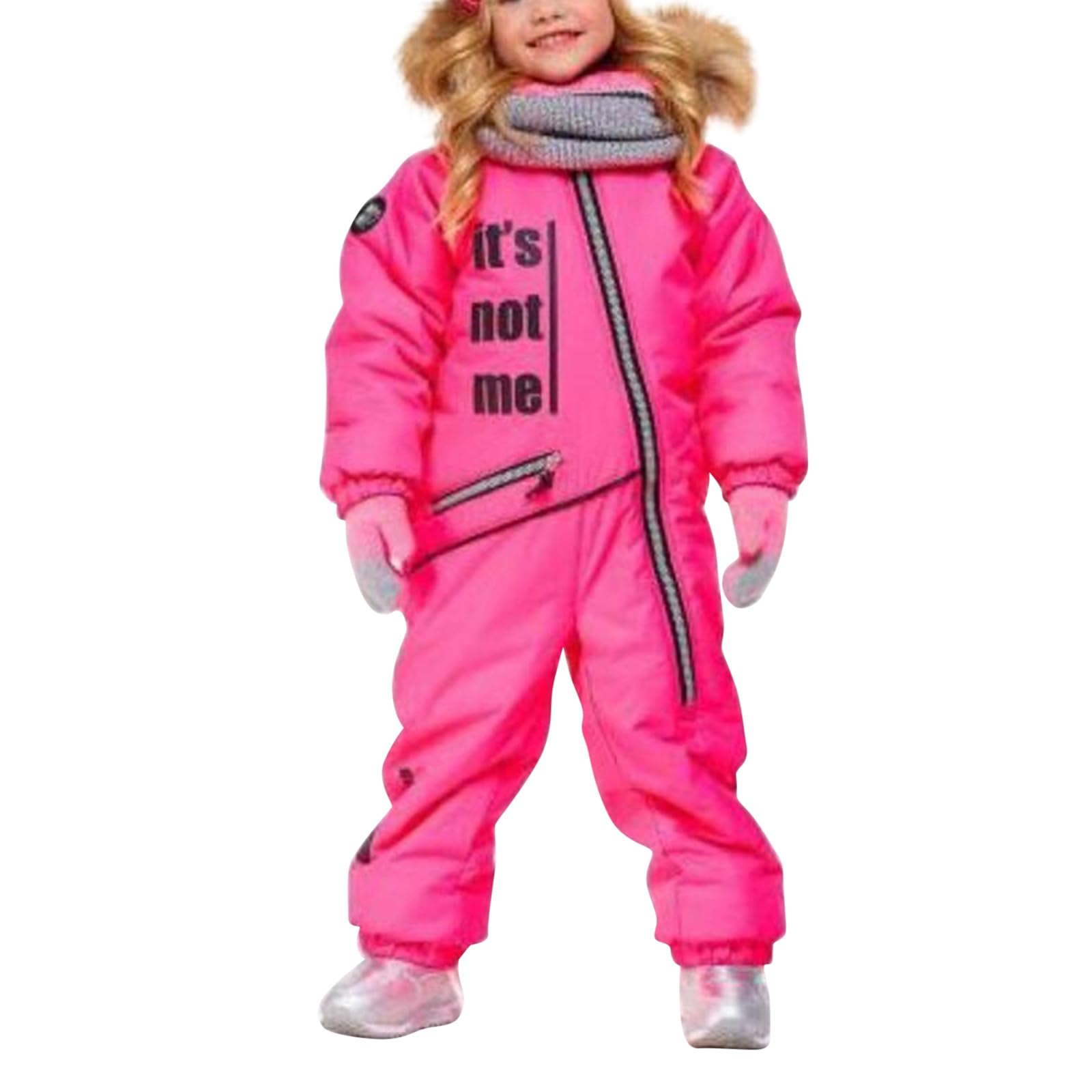 Tute da Neve Bambino e Ragazzi, Tuta da Neve di un Pezzo Bambini Invernale Outdoor Antivento,Tute da Sci Bambine e Ragazze, Apertura con Cerniera, Calda, Impermeabile e Traspirante, con Cappuccio