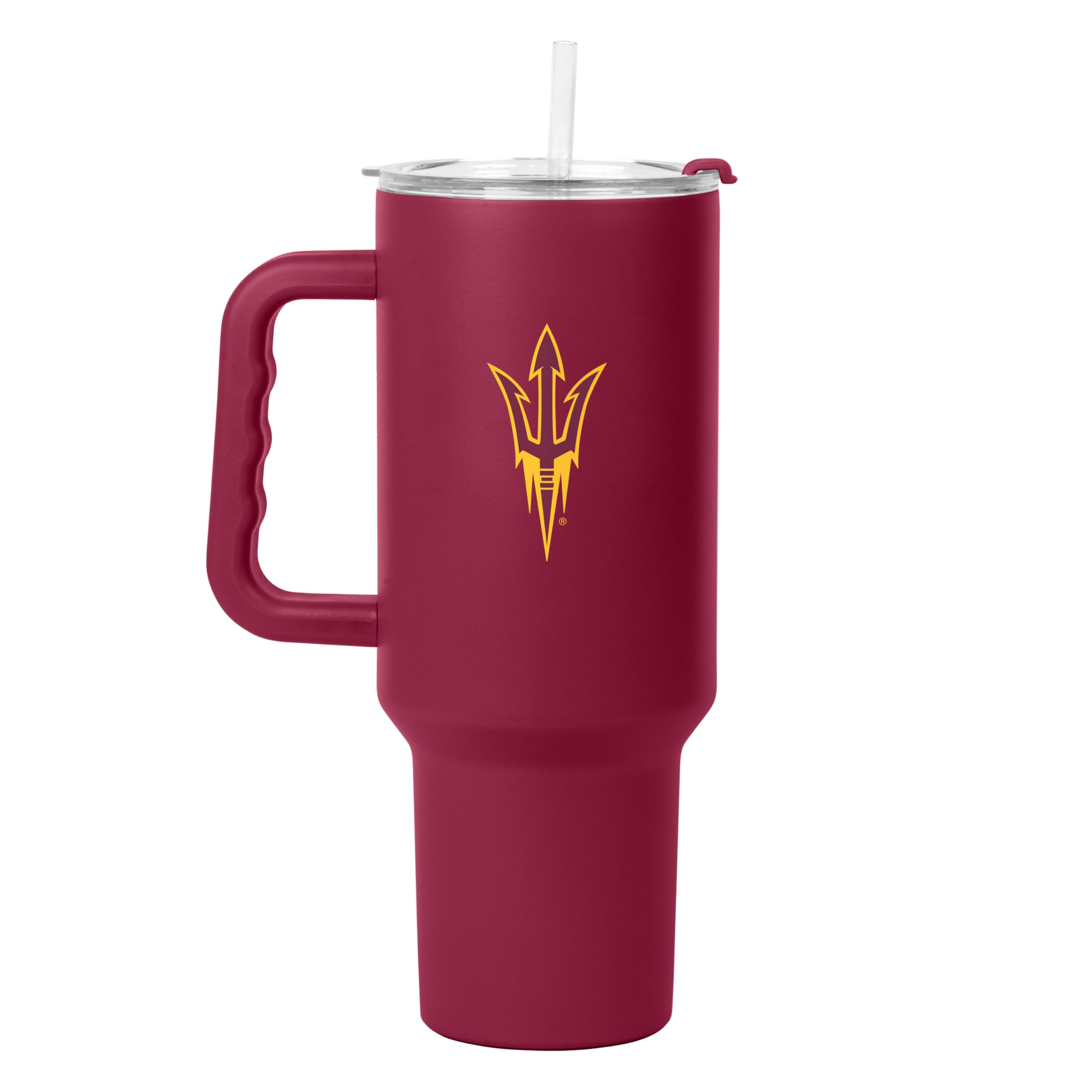 Logo Brands NCAA 40 oz Tumbler with Handle -Stainless Steel Insulated Travel Tumbler with Straw Lid – Powder Coated, Leak-Resistant, Keeps Drinks Hot/Cold – Great for Tailgating, or Everyday Use
