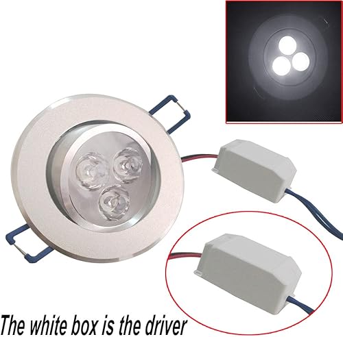 Miniatura 5 de Pocketman Paquete de 10 lámparas LED de techo de 110 V, 3 W, lámpara de foco blanco frío, lámpara empotrada, con controlador LED