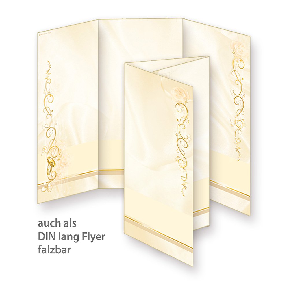 Briefpapier Hochzeit creme 100 Sets DIN A4 beidseitig