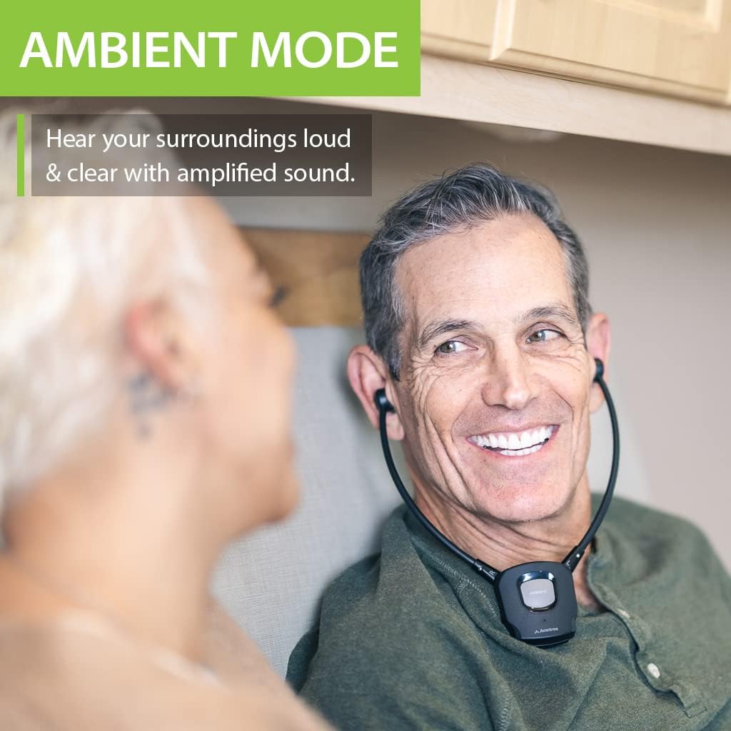 Avantree HT381 RF Digitale Cuffie Senza Fili la TV con Controllo del Volume Sn/Ds, Auricolari Wireless dal Volume Ottimizzato per Anziani, Modalità per i Rumori Ambientali, Batteria Sostituibile