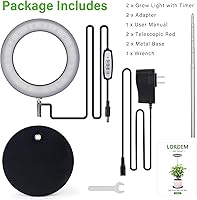 Vista 7 de LORDEM Grow Light, LED Plant Light for Indoor Plants Growing, Full Spectrum Desk Growth Lamp with Automatic Timer for 4H/8H/12H, 4 Dimmable Levels