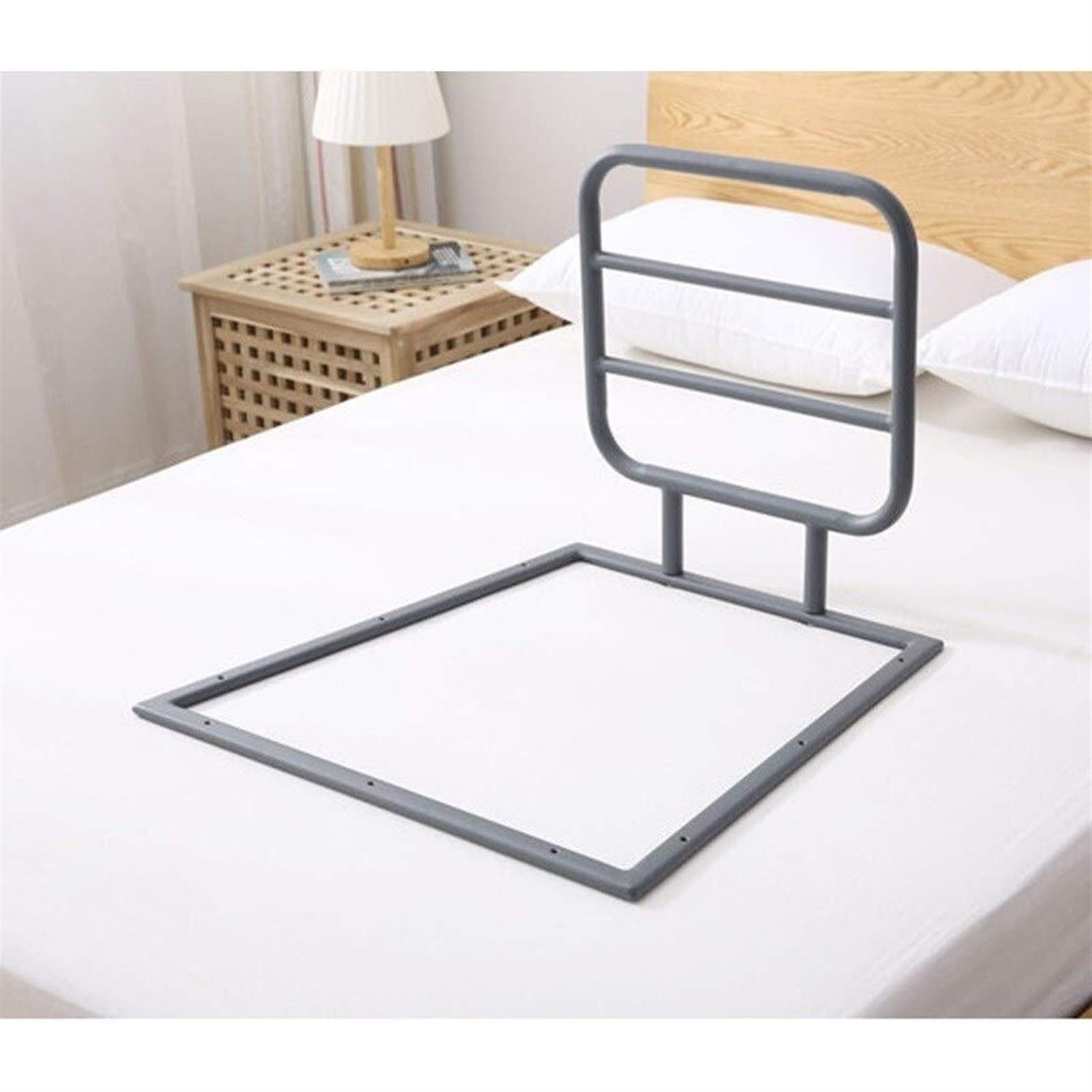 Barrière de sécurité de lit adulte avec rampe pliante et rail d'assistance au levage