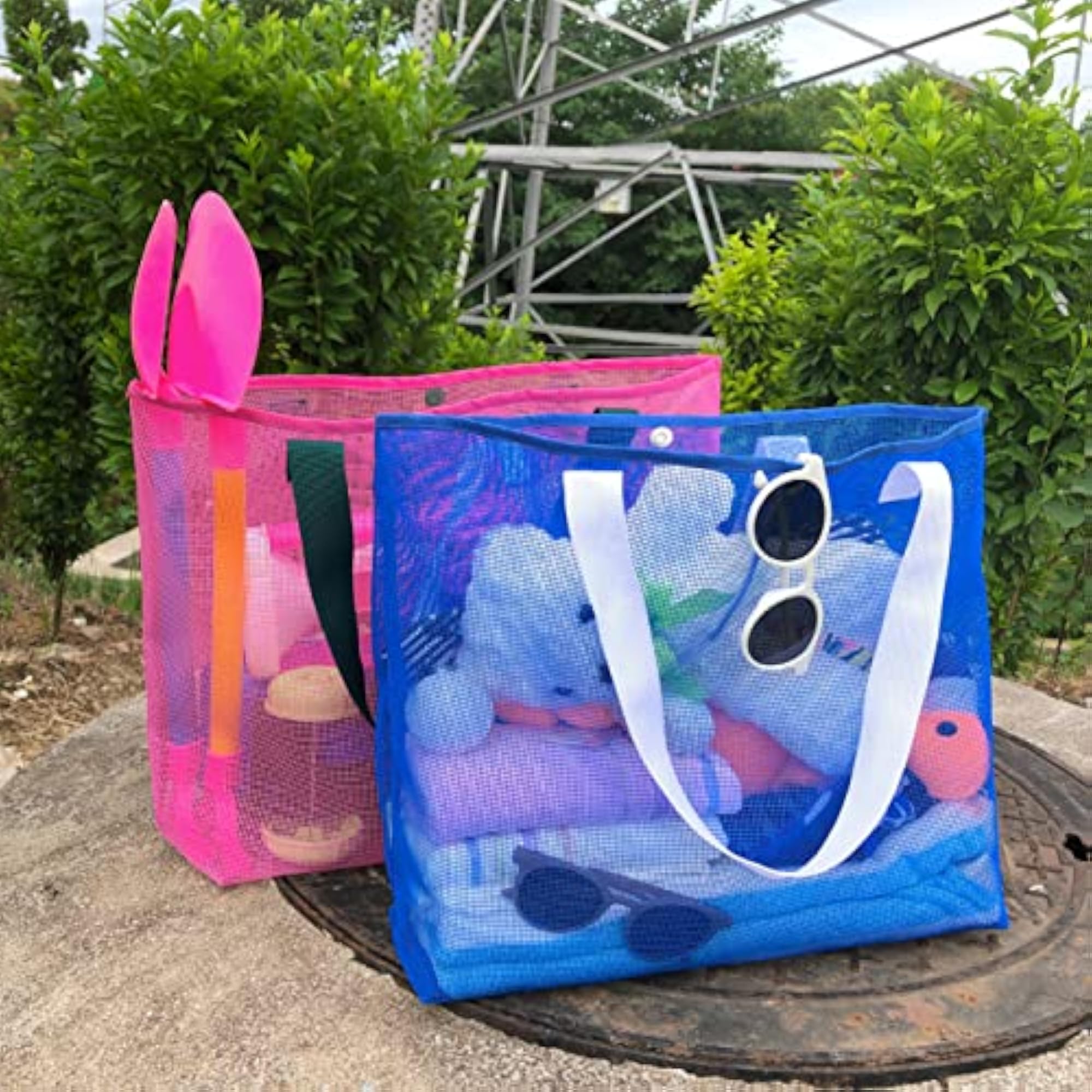 Large Lightweight Simple Mesh Beach Tote Bag, Reusable