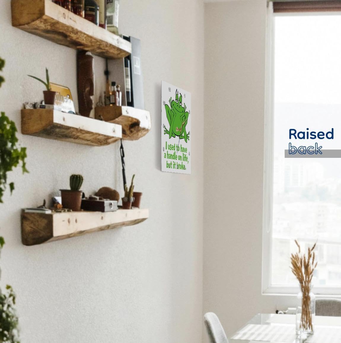 3dRose Happy Frog with Handle on Life - Wall Clock, 10 by 10-Inch (DPP_44593_1)