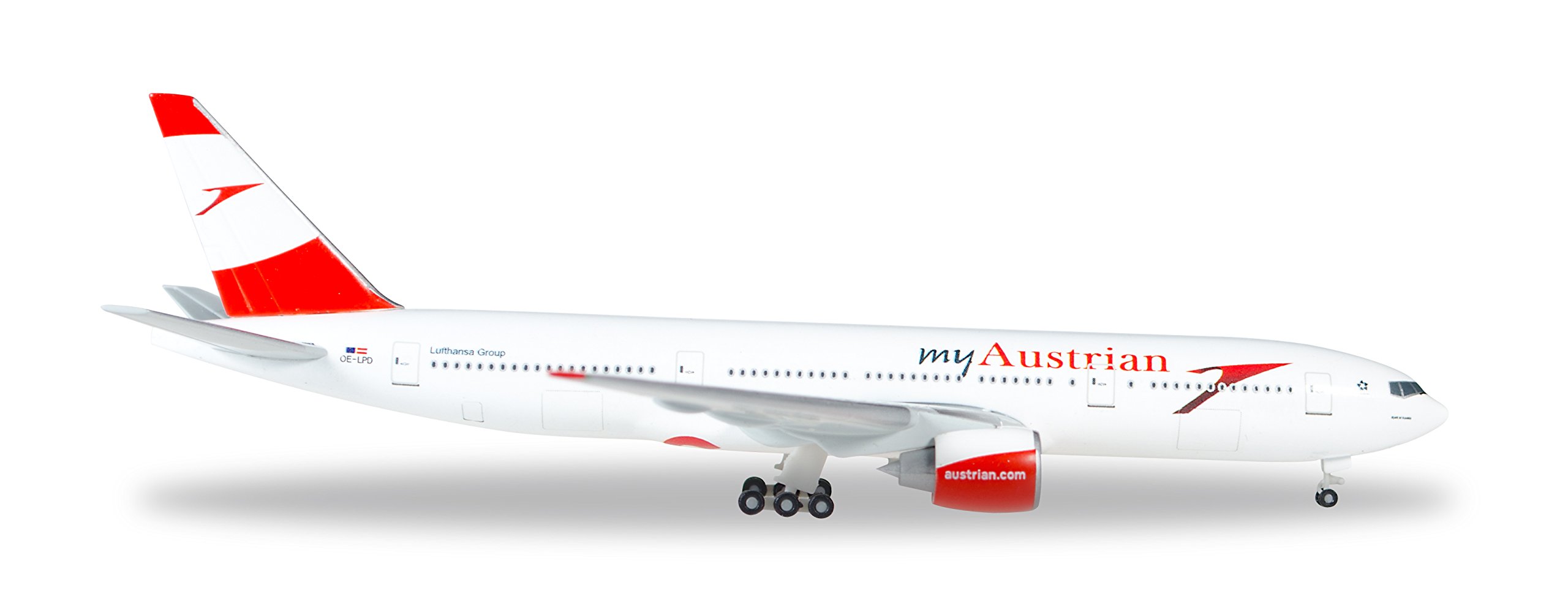 Herpa 530132 – Vehicle, Austrian Boeing 777-200 Servus Hong Kong – OE LPD
