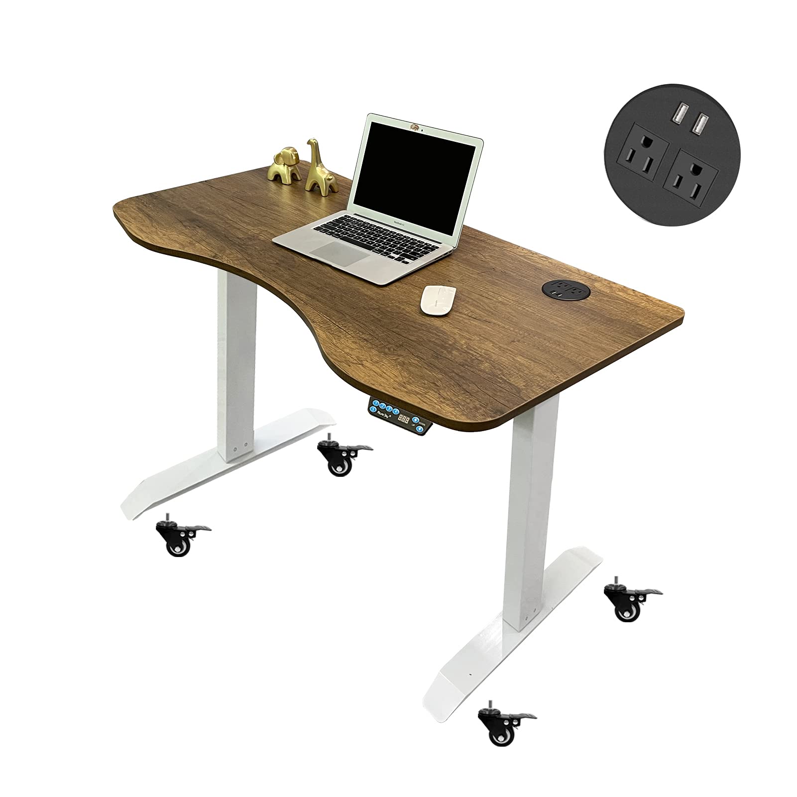 Buy MAGARI Electric Standing Desk with Wheels/Power Outlets, 48” x 24“, Solid One Piece Desktop