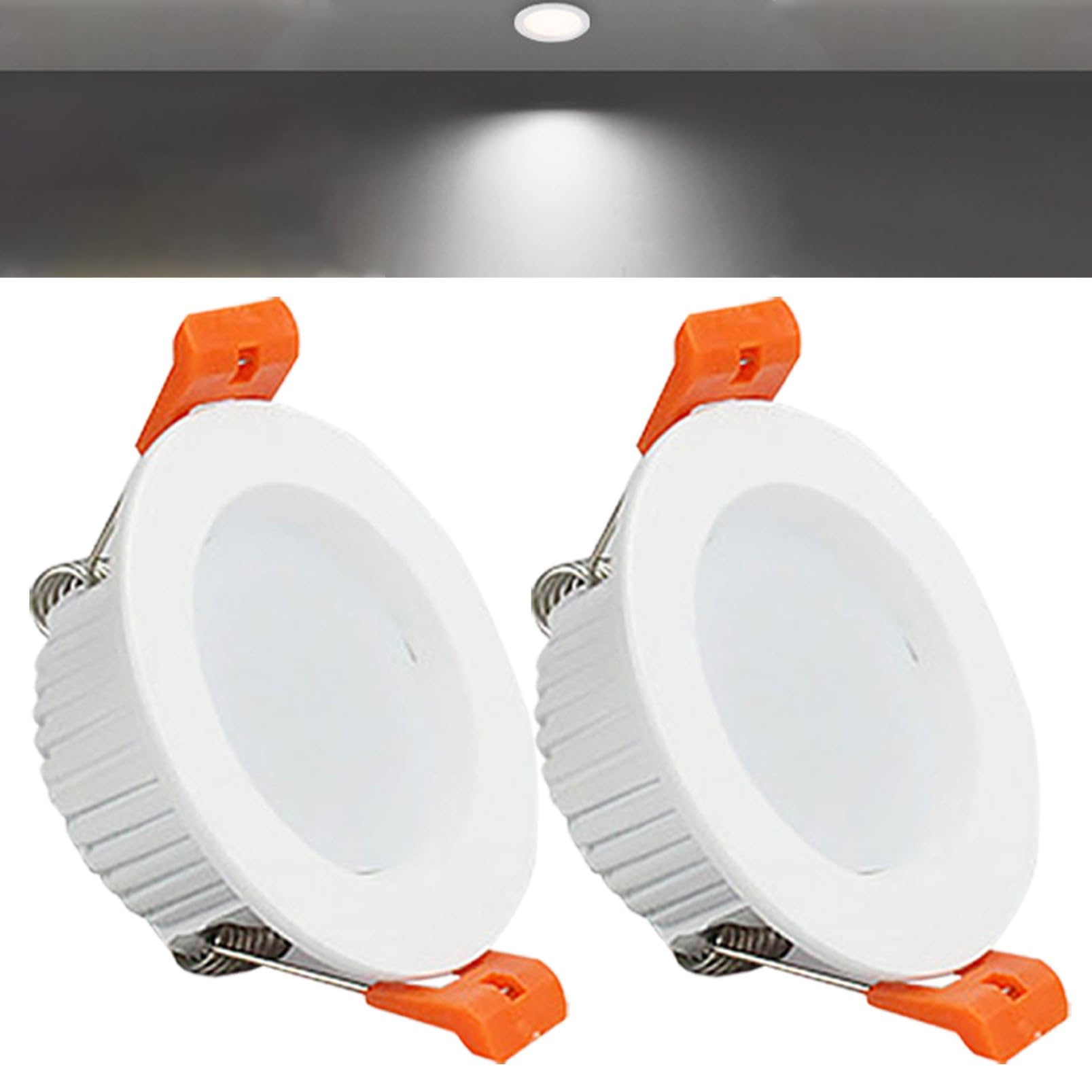TTiiLoe 5W Round LED Recessed Ceiling Spotlights, 6000K Cold White Ultra Slim Panel Ceiling Light, Cut Φ70-75mm, AC110-240V Downlights for Hallway Stairwell Showroom, 2 Pack