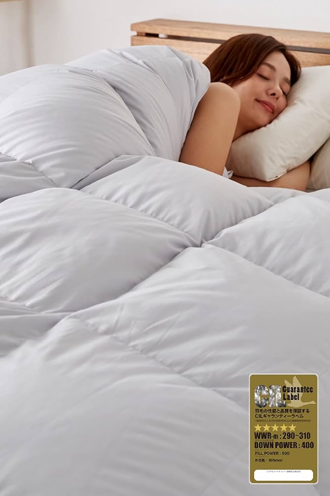 AQUA (アクア) 日本製 羽毛布団 アレルG加工 ホワイトダックダウン 93% 羽毛 掛布団 1.0kg CILゴールドラベル (400dp以上) シングル ライトグレー 551901Y1