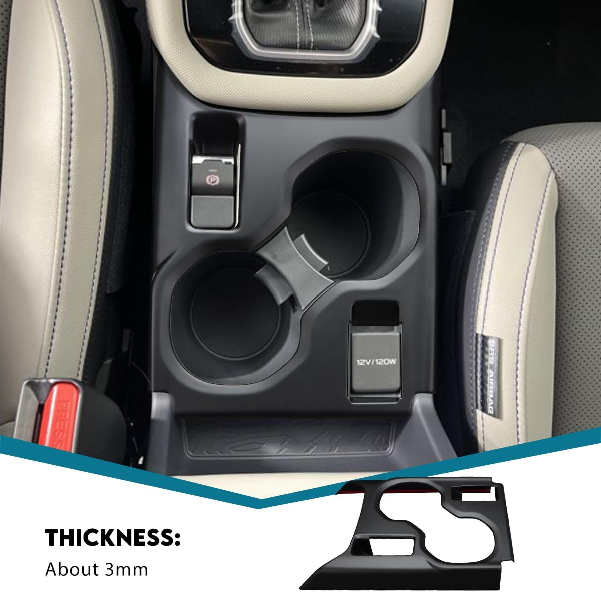INTGET Matte Black Center Console Cup Holder Cover for 2025 2026 Subaru Forester Accessories ABS Plastic Car Interior Middle Console Panel Cover for 2025 Subaru Forester Hybrid Accessories image 5