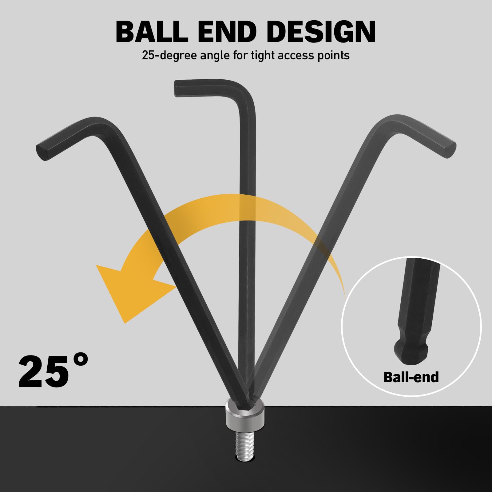 ELEAD Juego de llaves Allen SAE de 15 piezas con barra de extensión, 3/64-3/8 pulgadas, diseño de extremo de bola de brazo largo, acero S2 tratado térmicamente