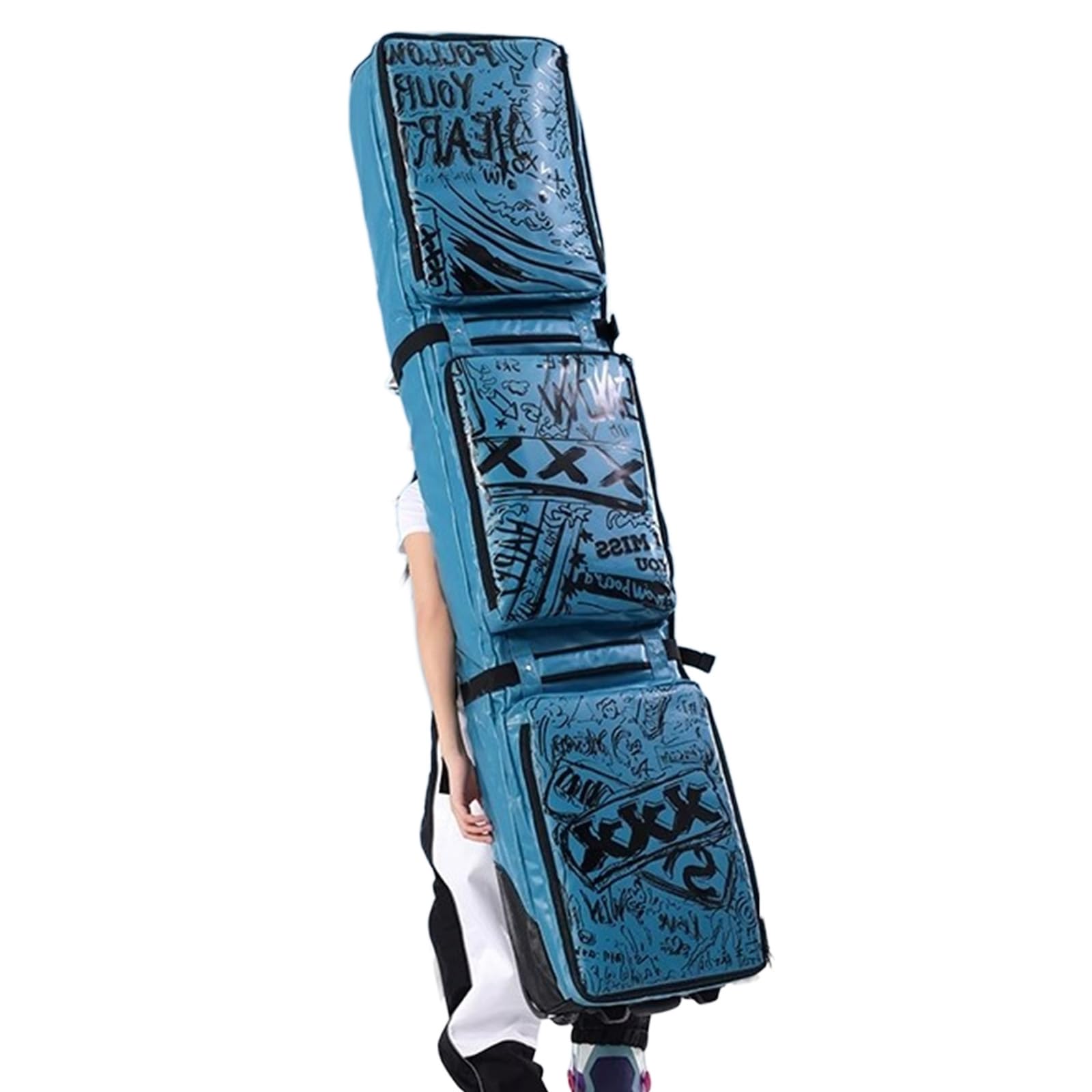 Sac À Skis À roulettes pour Les Voyages en Avion, Sac De Snowboard Rembourré Et Imperméable, Convient pour Skis Et Chaussures, Peut Contenir 2 Paires De Skis