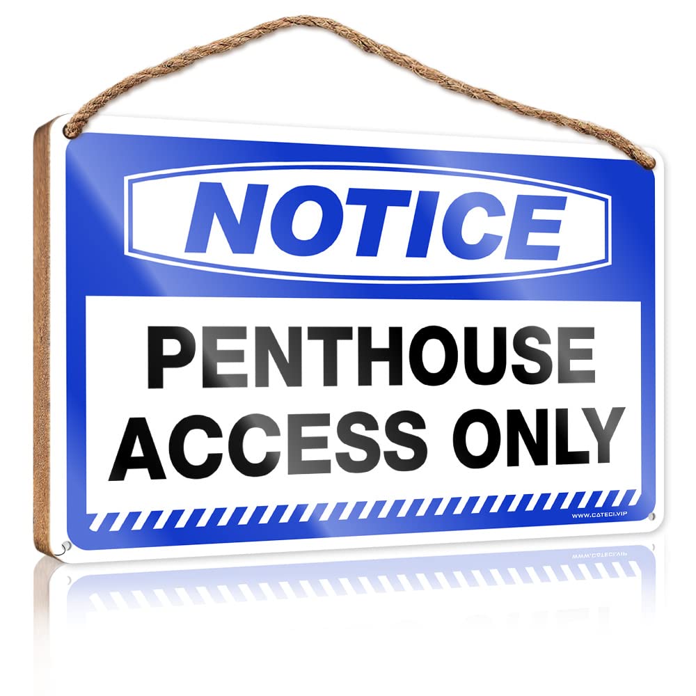 Abipuir Rustic Wood Sign Notice Penthouse Access Only Wooden Sign Hanging Sign Decor Funny Doorsign (Size : 20X30cm)