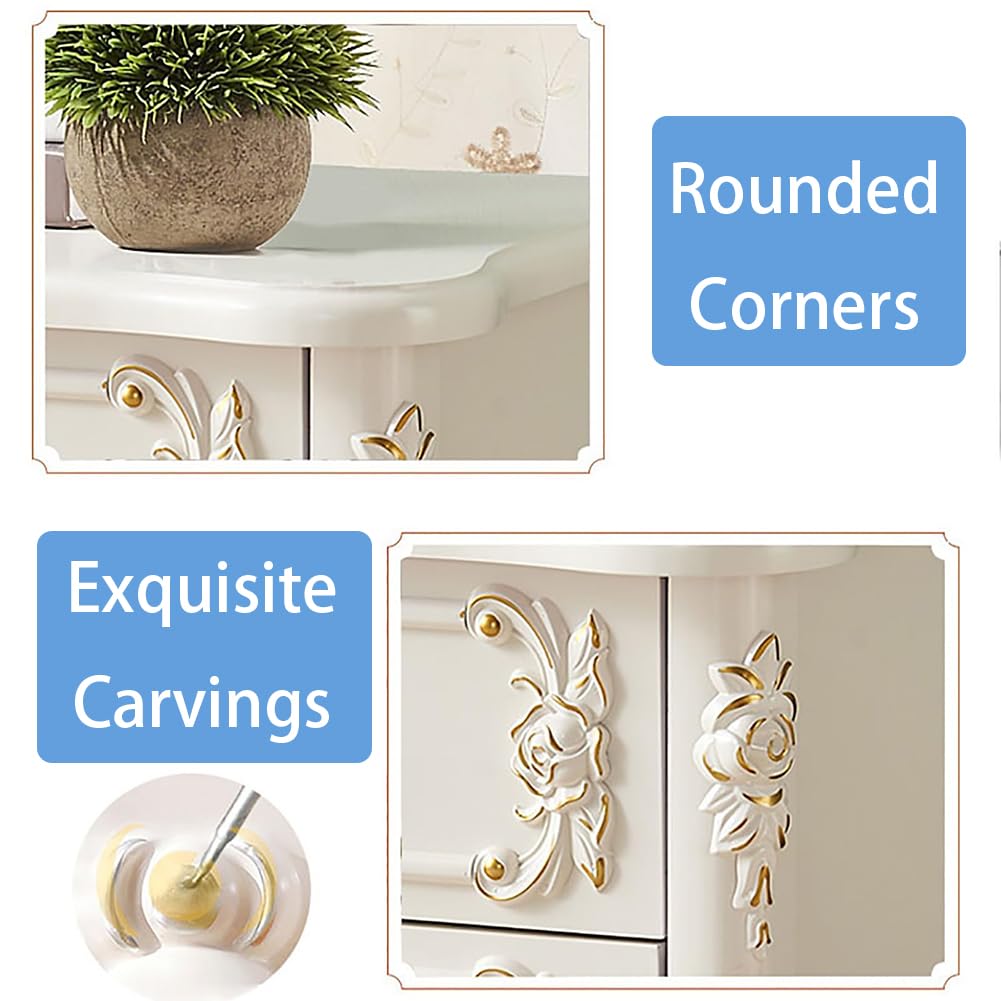 Comodino in Stile provenzale Francese, con Motivo Floreale in Legno e 2 cassetti, Ideale per Camera da Letto e Soggiorno (Bianco e Argento).