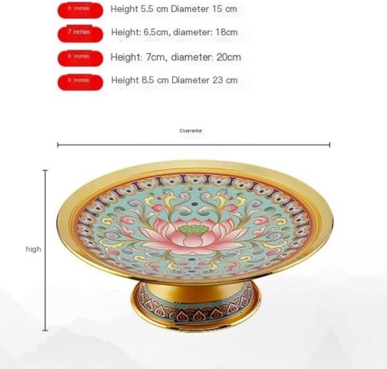 フルーツバスケット 絶妙な背の高いフルーツトレイ 蓮の模様が描かれたフルーツバスケット デザートトレイ ホームデコレーション パーテ