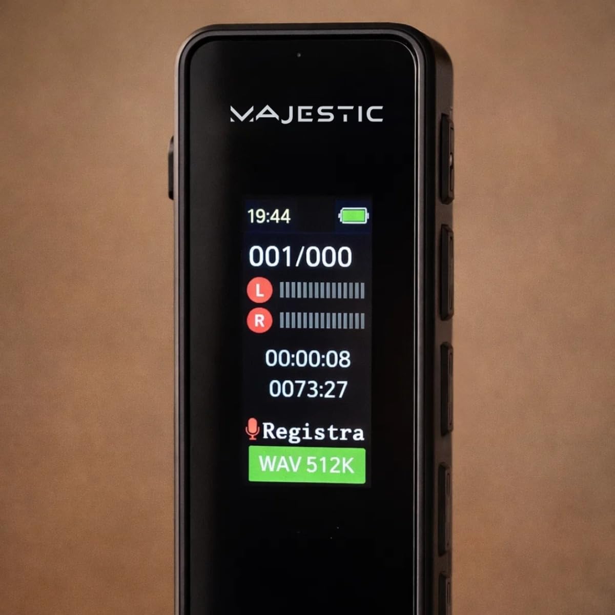Majestic VR 38 - Registratore Vocale Digitale, Memoria 16 GB, display a colori TFT, presa cuffie 3.5mm (auricolari inclusi), riproduzione file audio MP3