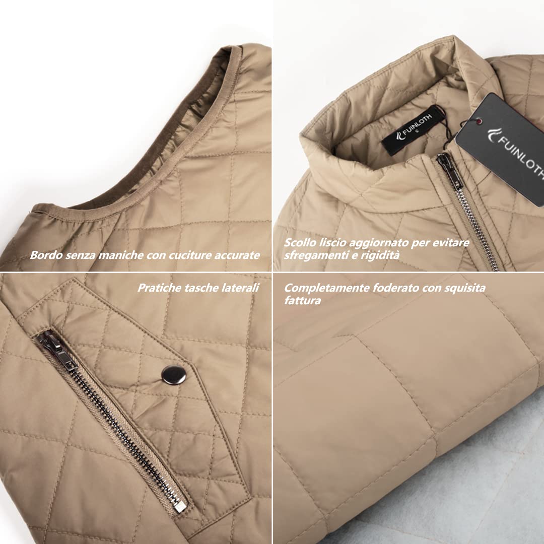 fuinloth Gilet Donna Smanicato Invernale Panciotto Dritto Collarei Giacche Ultraleggeri Senza Maniche Giacca con Tasca con Cerniera