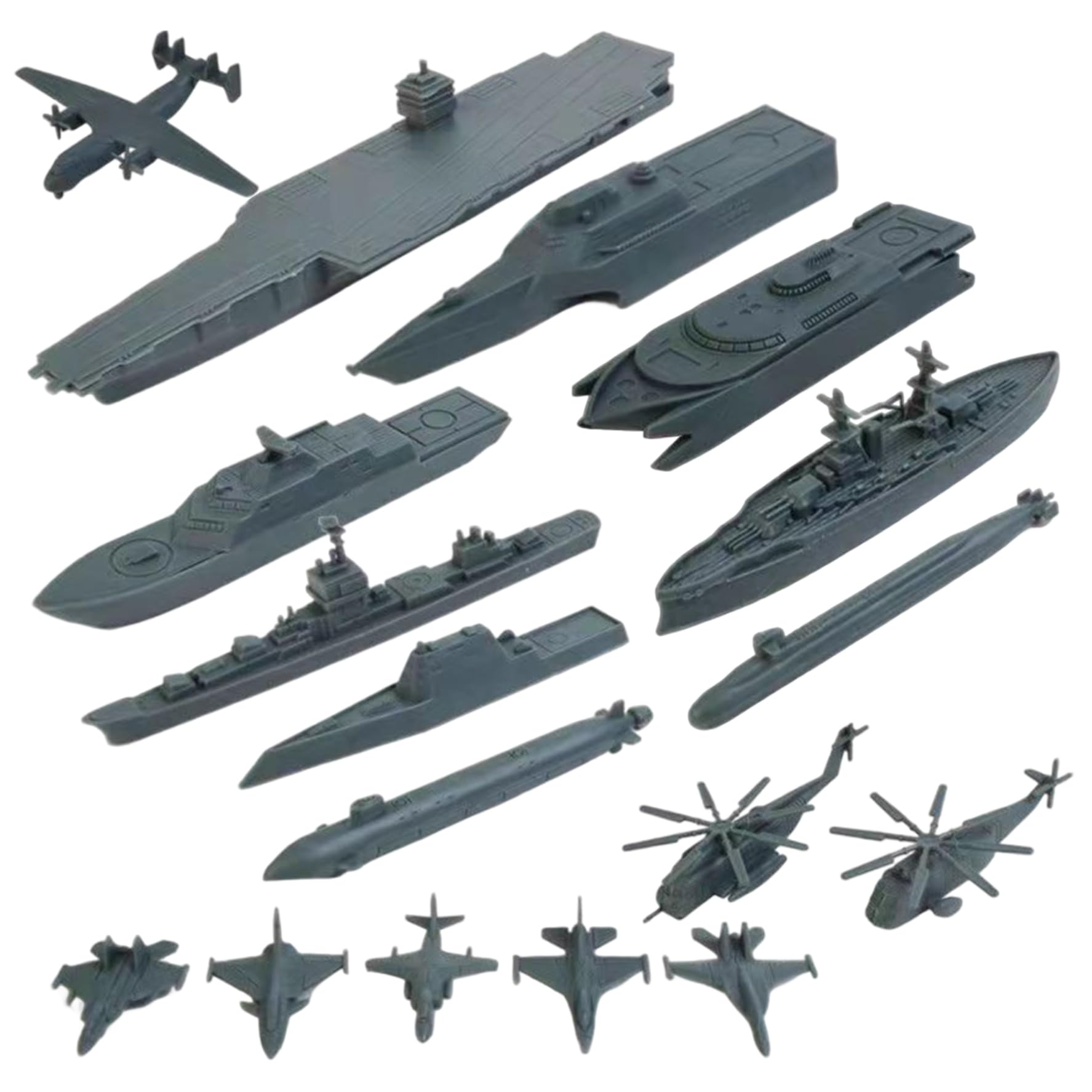 Ensemble de Jouets Porte-Avions, armée en Plastique 17 pièces avec sous-Marin de cuirassé à réaction Chasse pour Enfants garçons Filles