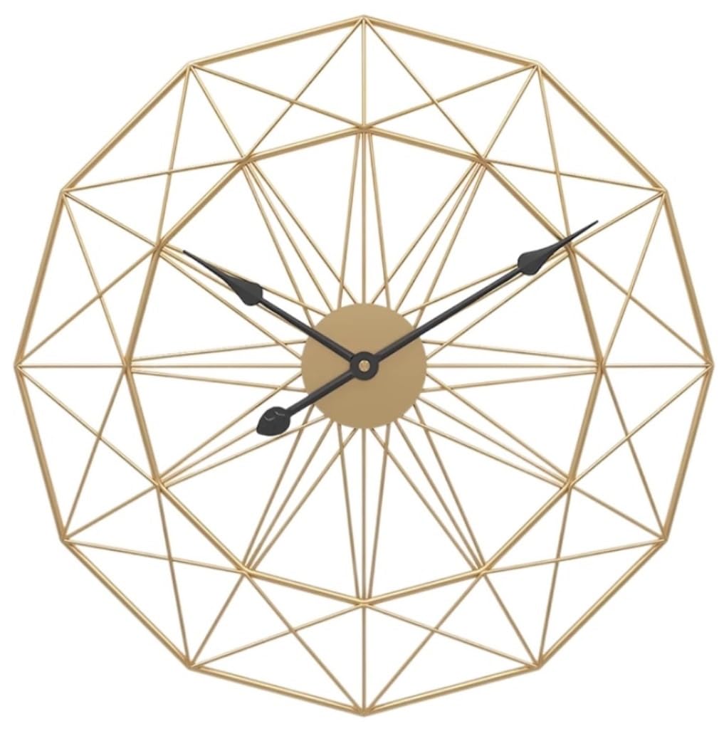 KRXSOBNV wall clock, Retro Wrought Iron Clocks Round Metal Wall Decorative Clock for Living Room for(Gold,60 * 60cm)