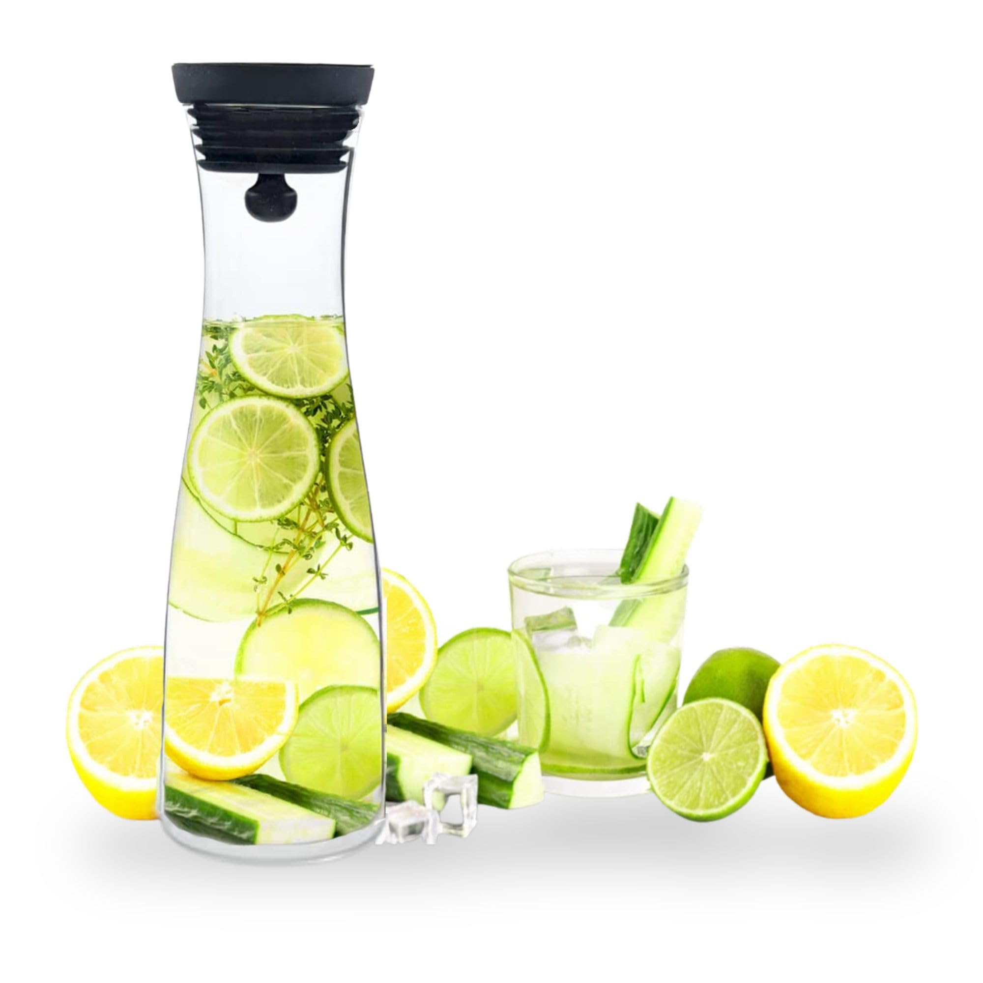 ArtOlo Glass Pitcher for Hot & Cold Water, Ice Tea, and Juice: Borosilicate Glass Carafe with Lid, Drip-Free Design, Ideal for Serving Beverages, Durable and Stylish, Perfect for Home Use, 40fl oz 2
