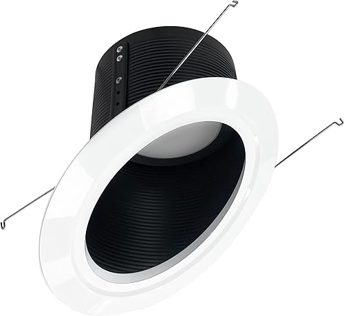 Nora NLRS-6S12L127B - Bafle LED de 6 pulgadas con superpendiente (deflector negro/anillo de ribete blanco, 2700K)