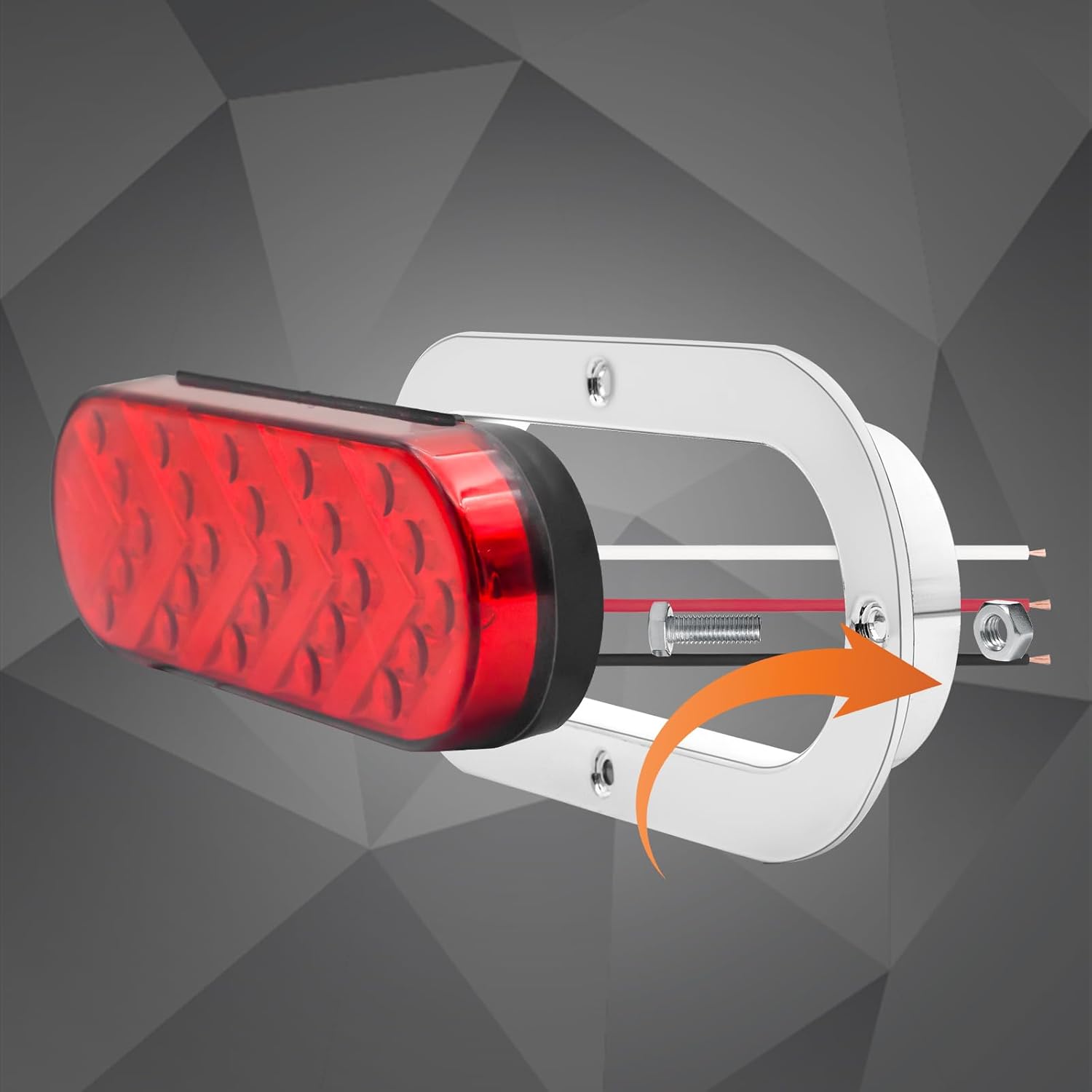 Trailer Lights, LED Trailer Tail Lights Oval Arrow Red Sequential Flowing Tail Light with Chrome Frame, 24V for Trailer Truck RV, Super Bright 2Pcs