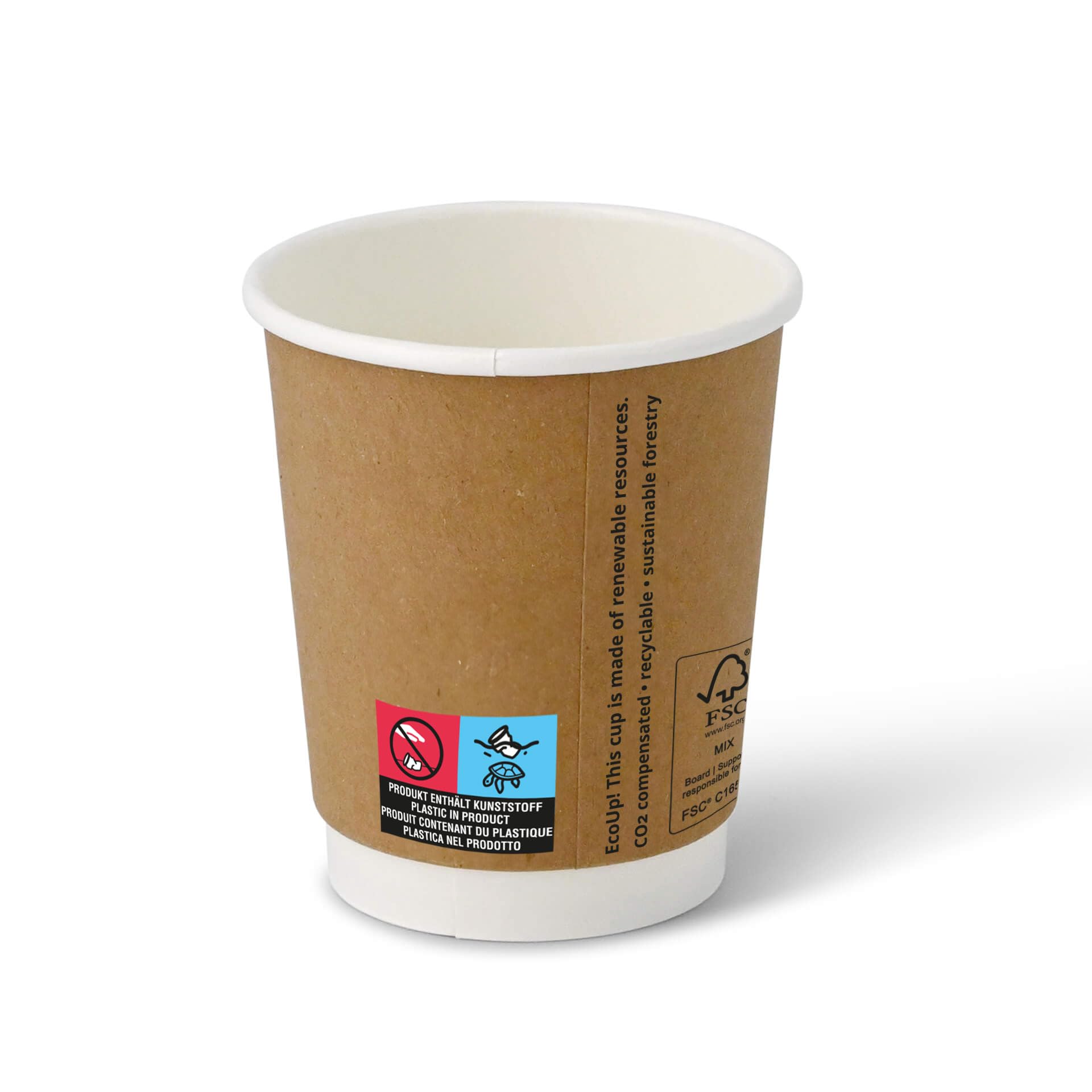 BIOZOYG Bicchieri di cartone 250 pezzi 200 ml / 8 oz, 80 mm - Bicchieri usa e getta per caffè - Bicchieri di cartone per bevande calde - Alternativa ai bicchieri di polistirolo, bicchieri di carta